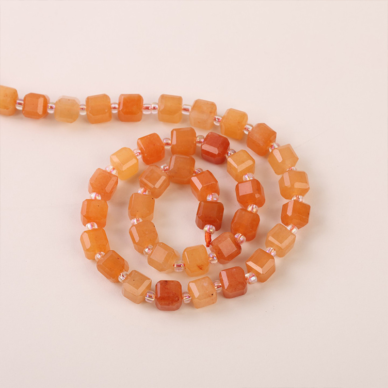 Orange Red Aventurine Square Beads for Jewelry Making